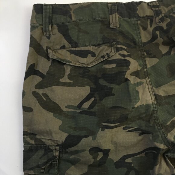 Camouflage Cargo Long Shorts Men's 34 Green Zipper Fly 100% Cotton Army - Picture 14 of 14